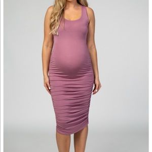 Midi mauve maternity dress